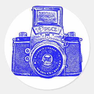East German Camera - Blue Classic Round Sticker