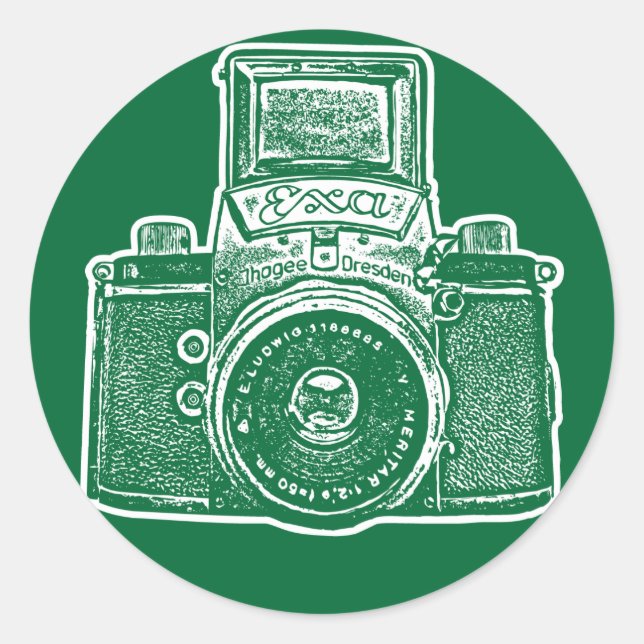 East German Camera II - Forest Green Classic Round Sticker (Front)