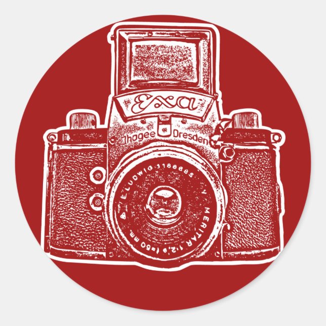 East German Camera II - Maroon Classic Round Sticker (Front)