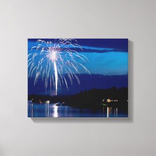 East Gull Lake fireworks above bay Canvas Print