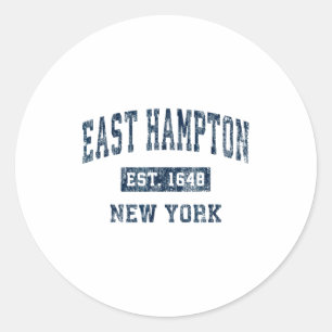 East Hampton New York Ny Vintage Srts Design Nav  Classic Round Sticker