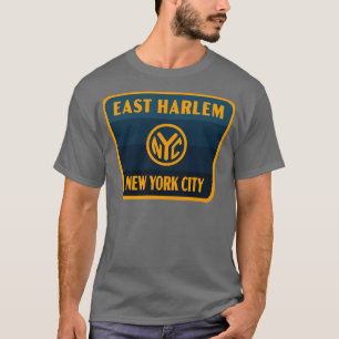 East Harlem New York City Retro Token Badge Blue T-Shirt