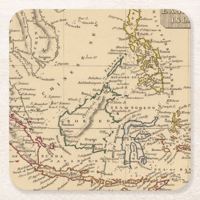 East India Islands Square Paper Coaster (Front)