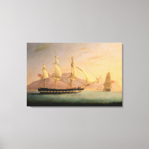East Indiaman Outward Bound off Cape Town and Tabl Canvas Print