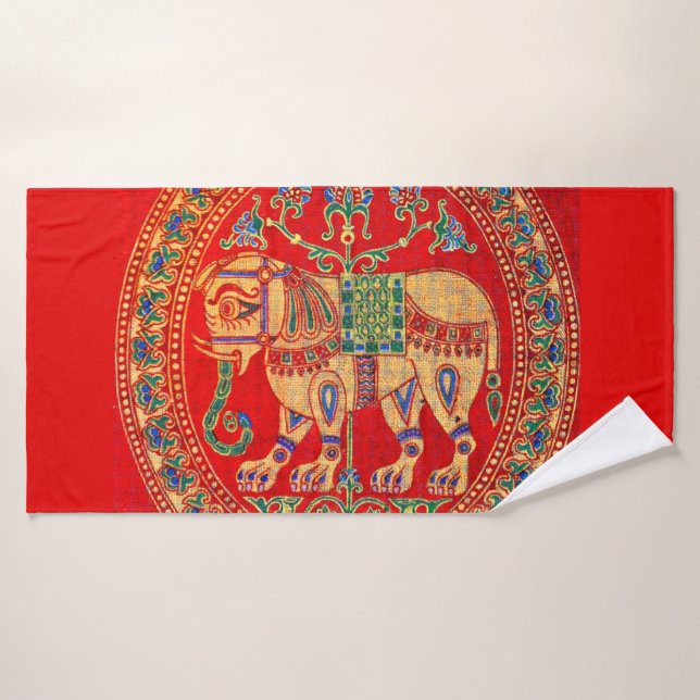 East Indian elephant print Bath Towel Set (Bath Towel)