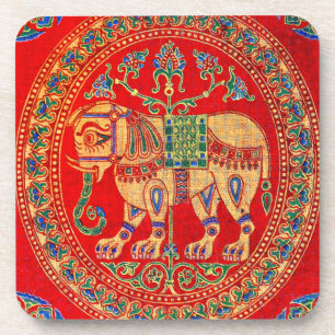 East Indian elephant print Coaster