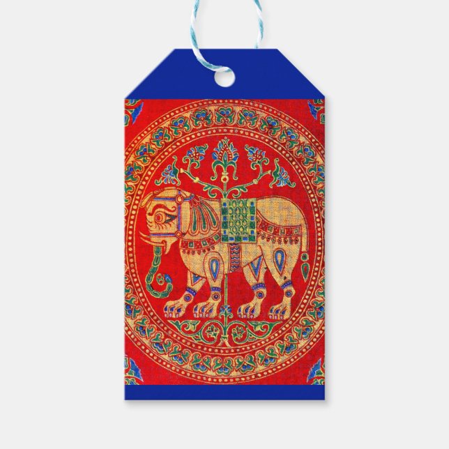 East Indian elephant print Gift Tags (Front)