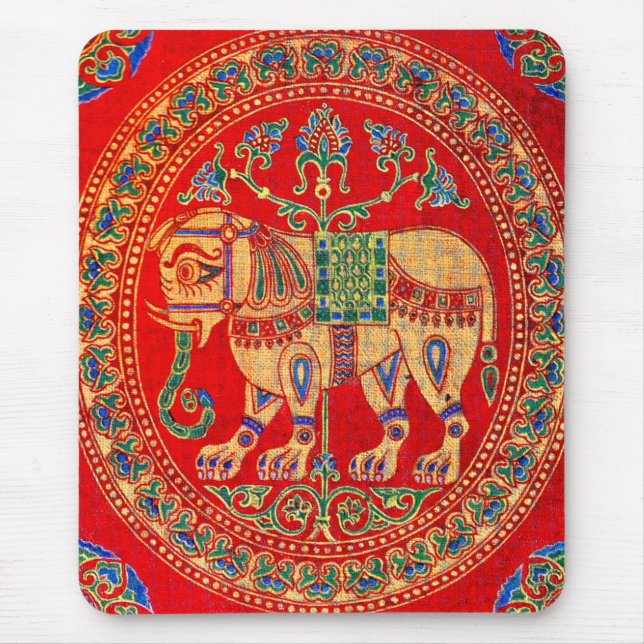 East Indian elephant print Mouse Pad (Front)