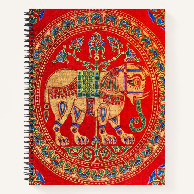 East Indian elephant print Notebook (Front)