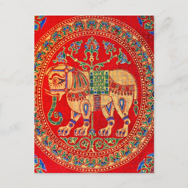 East Indian elephant print Postcard (Front)