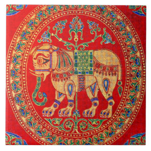 East Indian elephant print Tile