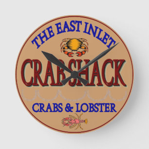 East Inlet Crab Shack Logo Round Clock