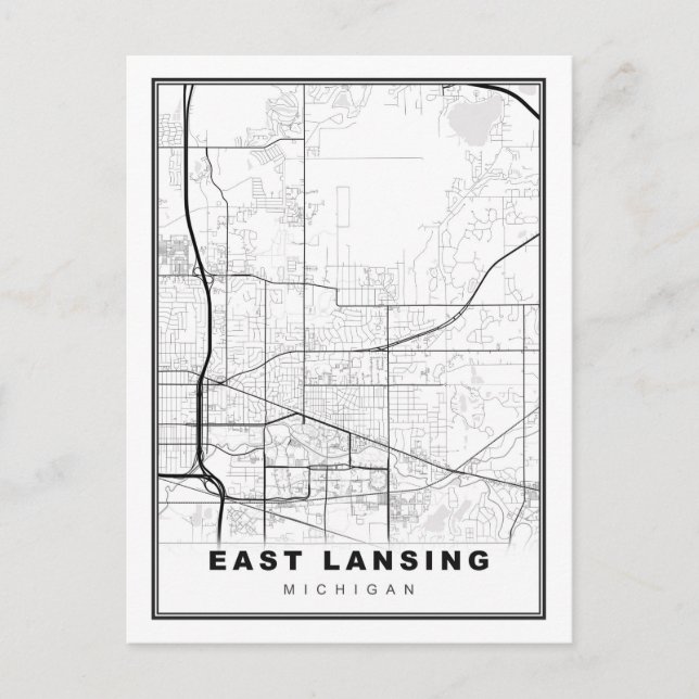 East Lansing Map Postcard (Front)