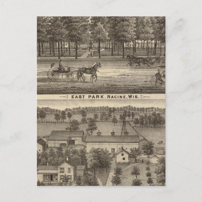 East Park, Racine and Oakland Farm Postcard (Front)