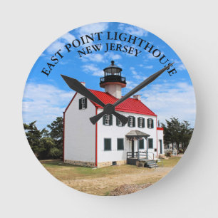 East Point Lighthouse New Jersey Round Wall Clock