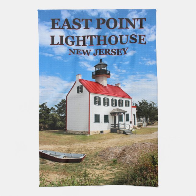 East Point Lighthouse, New Jersey Tea Towel (Vertical)