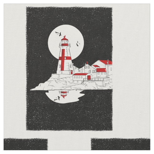 East Quoddy Head Lighthouse flat shirt amazon Fabric (Close Up)