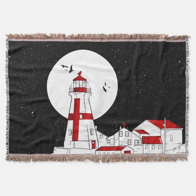 East Quoddy Head Lighthouse flat Throw Blanket (Front)