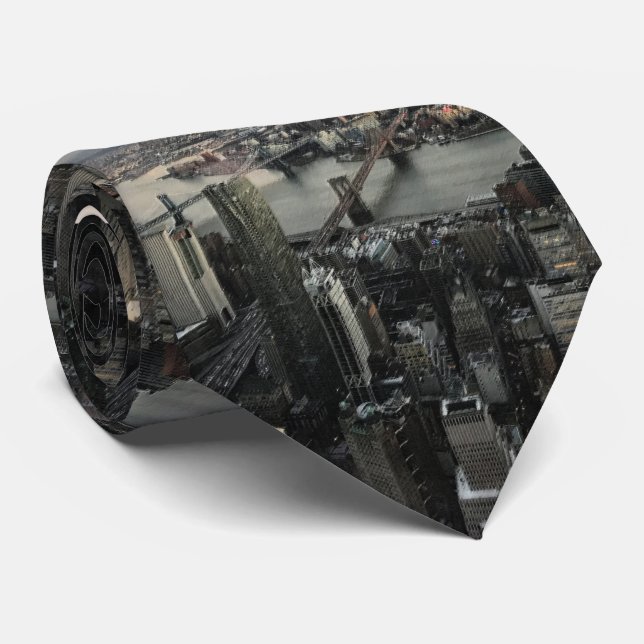 East River New York City Brooklyn Manhattan Bridge Tie (Rolled)