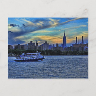 East River View of Sunset Over the NYC Skyline Postcard