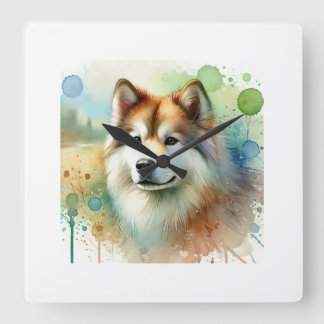 East Siberian Laika Dog 161024AREF124 - Watercolor Square Wall Clock