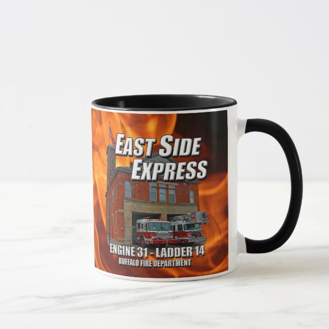 East Side Express Ringer Mug (Flames) (Right)