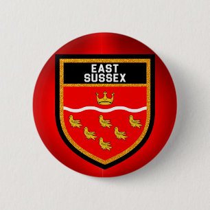 East Sussex Flag 6 Cm Round Badge