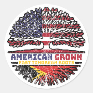 East Timor East Timorean American USA Tree Roots Classic Round Sticker