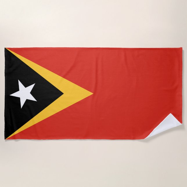 East Timor Flag Beach Towel (Front)