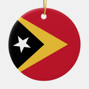 East Timor flag Ceramic Tree Decoration