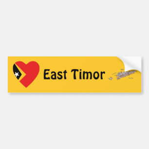 East Timor Flag Heart + Map Bumper Sticker