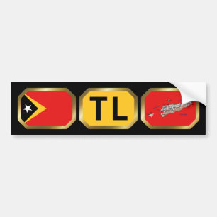 East Timor Flag Map Code Bumper Sticker