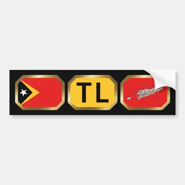 East Timor Flag Map Code Bumper Sticker (Front)