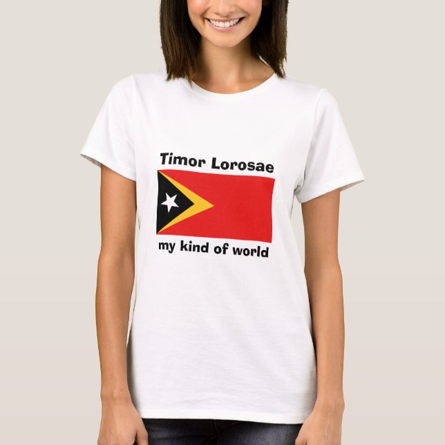 East Timor Flag + Map + Text T-Shirt (Front)