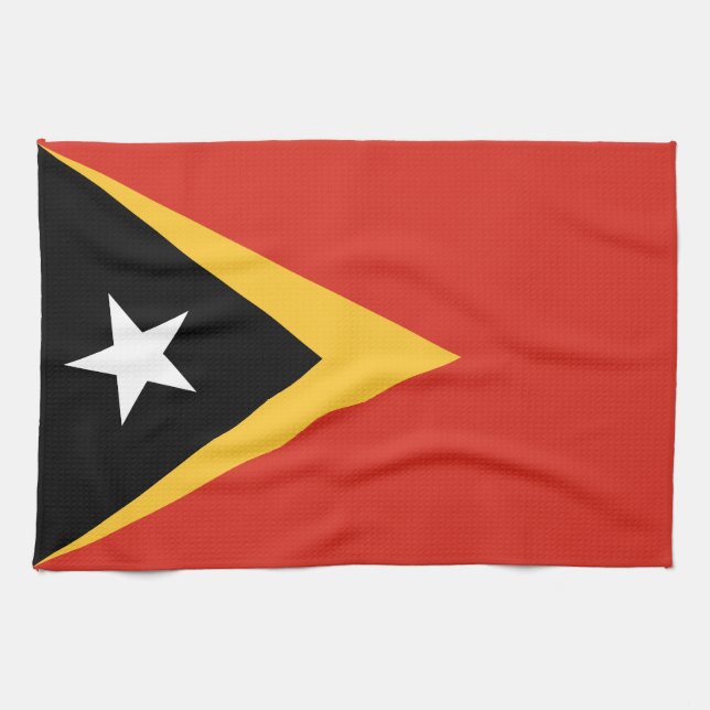East Timor Flag Tea Towel (Horizontal)