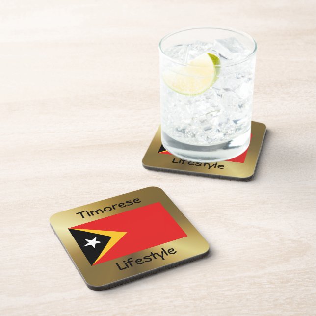 East Timor Flag+Text Coaster (Right Side)