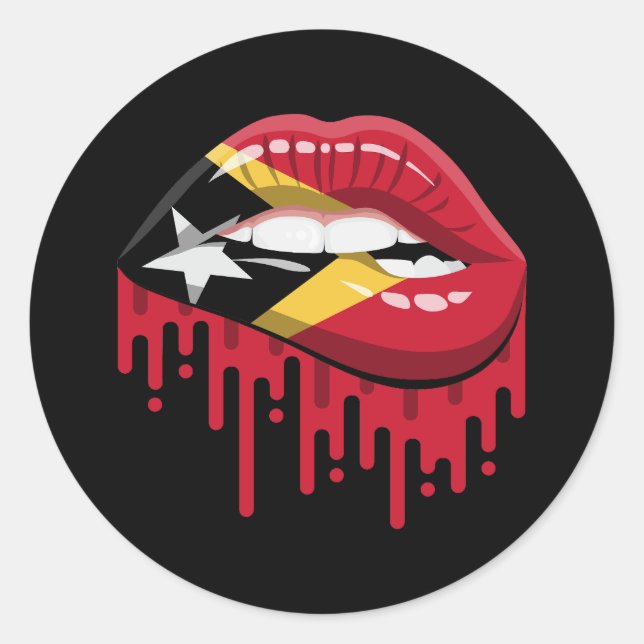 East Timor lips pride root flag Classic Round Sticker (Front)