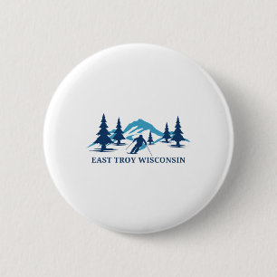East Troy Wisconsin Ski Resort Skiing Skier  6 Cm Round Badge
