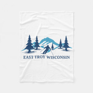 East Troy Wisconsin Ski Resort Skiing Skier  Fleece Blanket