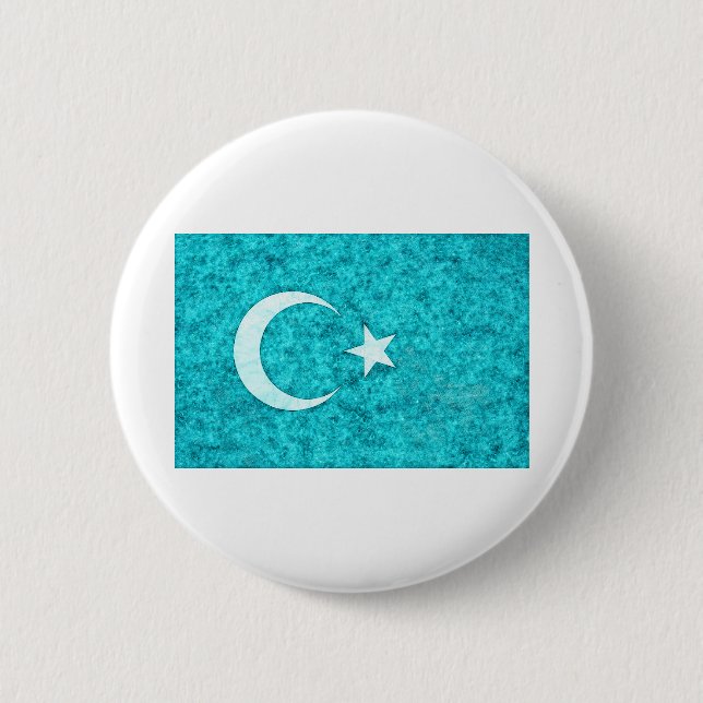 East Turkestan Flag pen and ink effect 6 Cm Round Badge (Front)