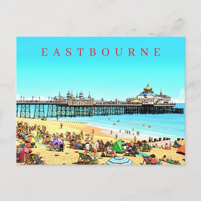 Eastbourne pier view postcard (Front)