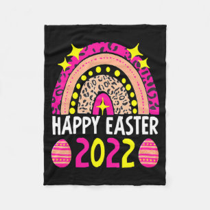Easter 2022 rainbow cute happy easter 2022 fleece blanket