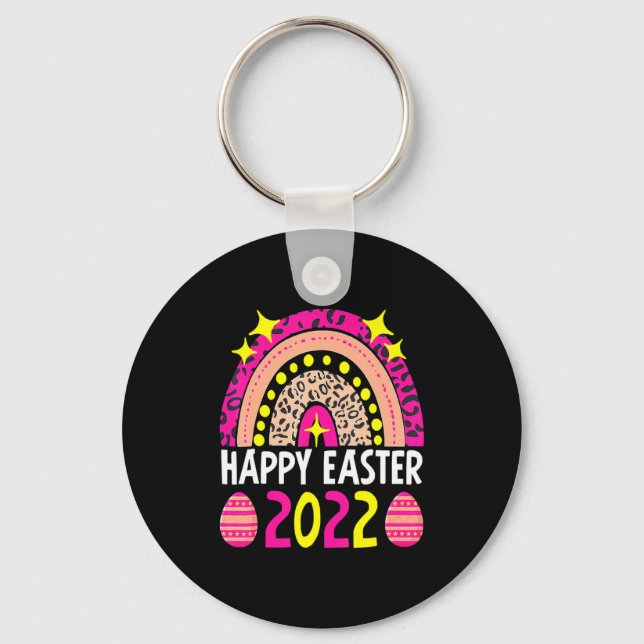 Easter 2022 rainbow cute happy easter 2022  key ring (Front)