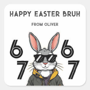 Easter 67 Six Seven Fun Cool Boys School Class Square Sticker