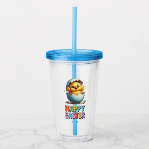 Easter a happy chick child drawing acrylic tumbler