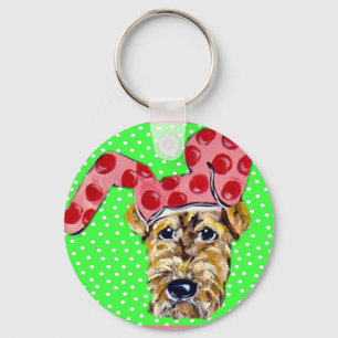 Easter Airedale Key Ring