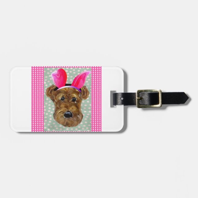 EASTER AIREDALE LUGGAGE TAG (Front Horizontal)