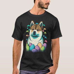 Easter Akita Inu Bunny Eggs Dog on Easter Akita In T-Shirt