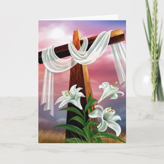 Easter and Palm Sunday Crosses and Scenes Holiday Card (Front)