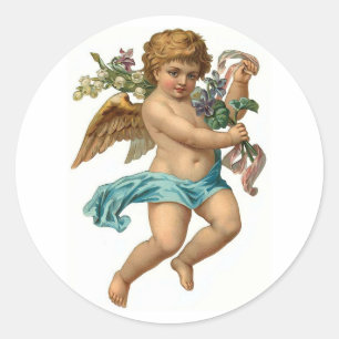 Easter Angel Vintage Easter Classic Round Sticker